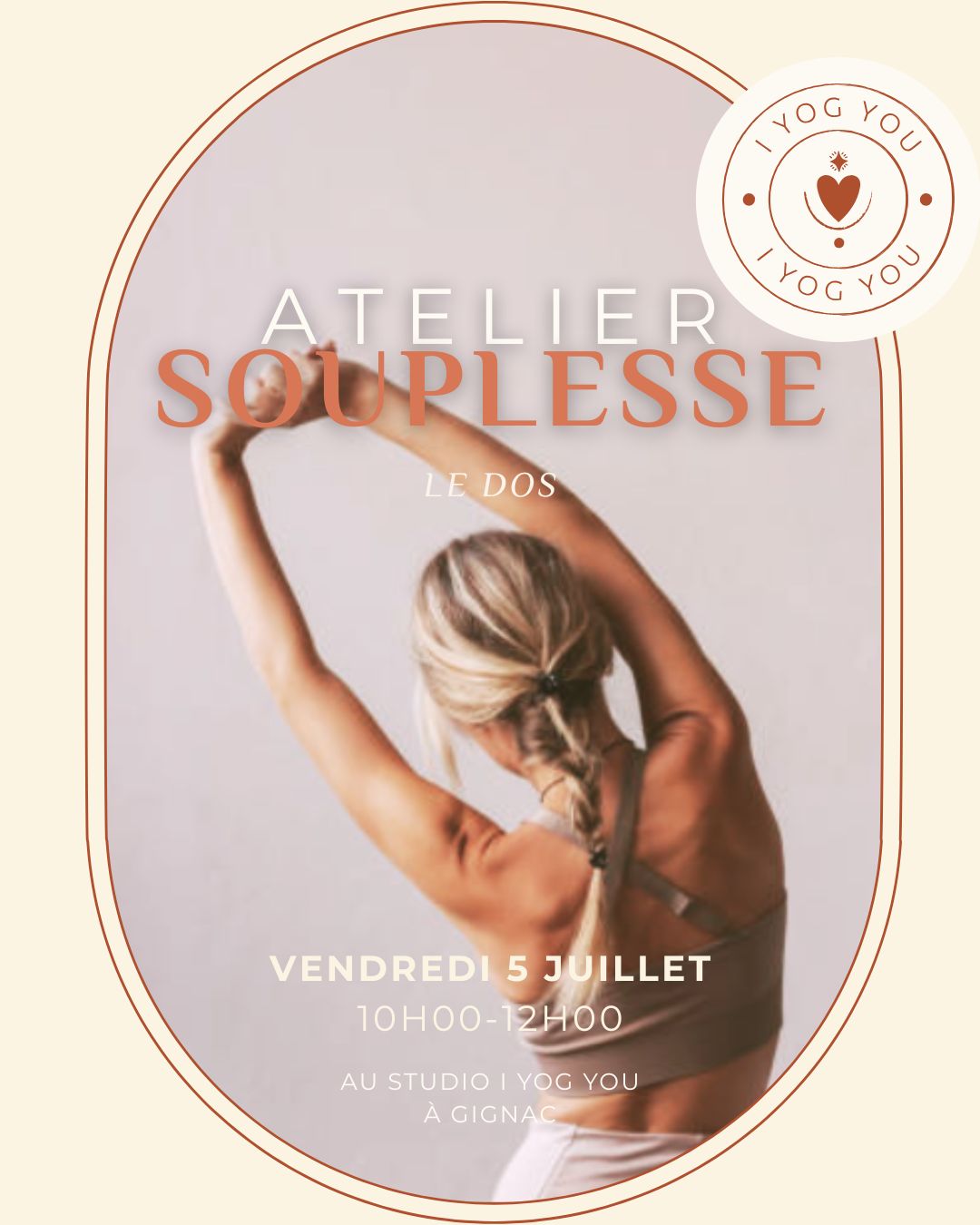 atelier yoga souplesse studio I YOG YOU à Gignac Hérault spécial dos